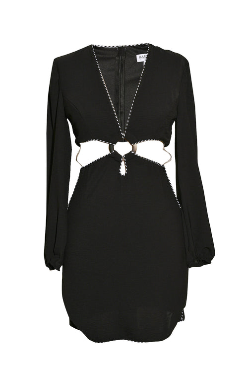 SIDE WAIST CUTOUTS OPEN BACK MINI DRESS - Barrus London