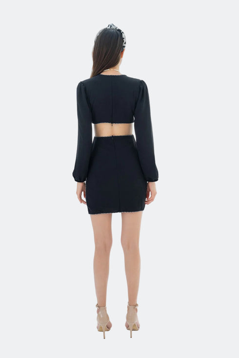 SIDE WAIST CUTOUTS OPEN BACK MINI DRESS - Barrus London