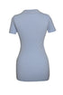 BLUE COLOR SHORT SLEEVES KNIT DRESS WITH COLLAR - Barrus London