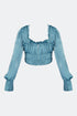 Square Collar Balloon Sleeve Crop Top