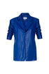 Vegan Leather Cobalt Ruched Jacket