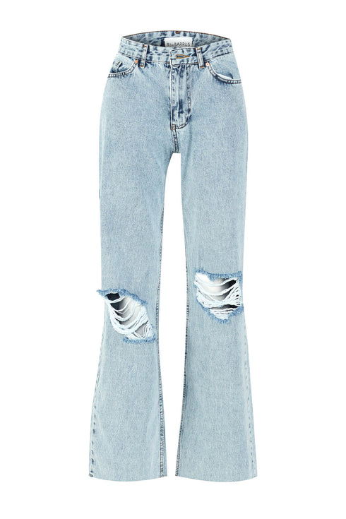 Light Blue Loose Straight Jeans