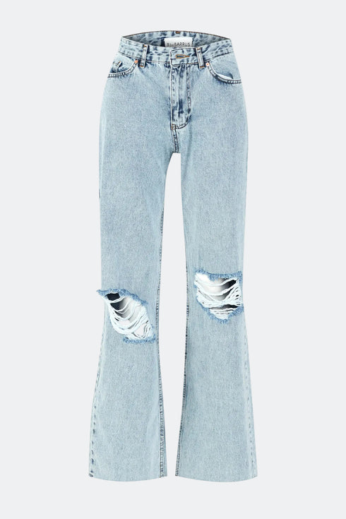 Light Blue Loose Straight Jeans