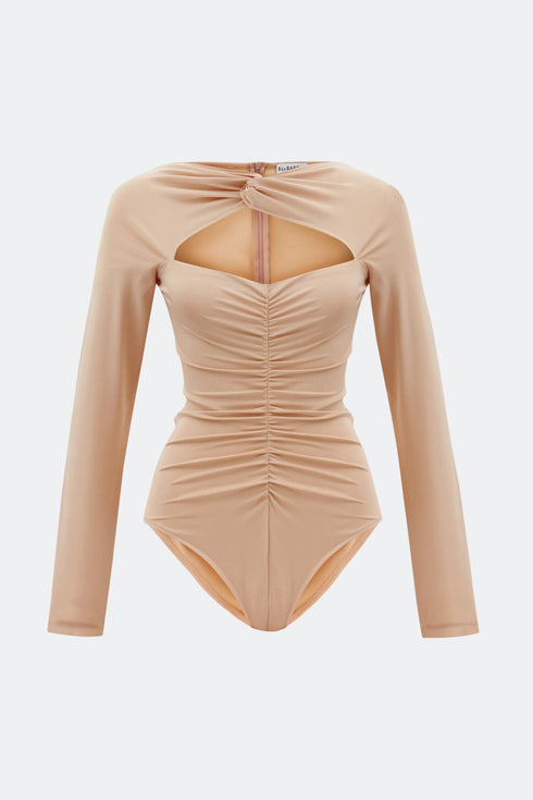 Neck And Chest Detailed Snap Crotch Body With Long Sleeves