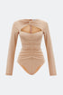 Neck And Chest Detailed Snap Crotch Body With Long Sleeves
