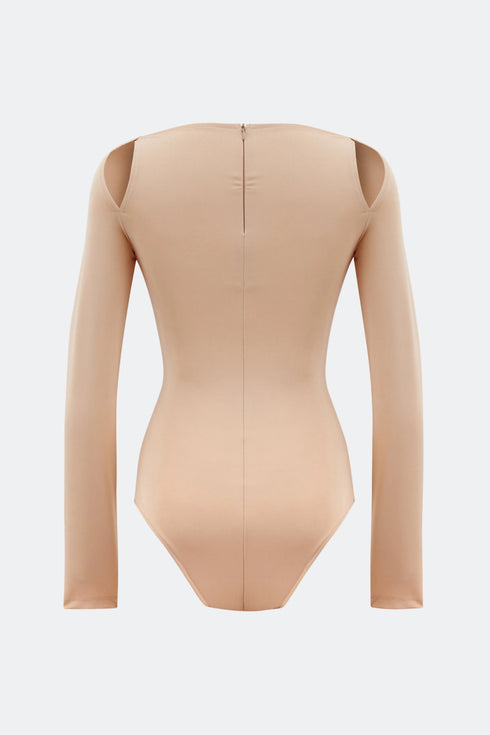 Neck And Chest Detailed Snap Crotch Body With Long Sleeves