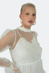 NEEDLEWORK DETAILED DRESS WITH A LAYERED SKIRT - Barrus London