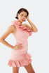 ONE SHOULDER MINI DRESS WITH FLOUNCE DETAIL - Barrus London