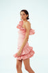 ONE SHOULDER MINI DRESS WITH FLOUNCE DETAIL - Barrus London