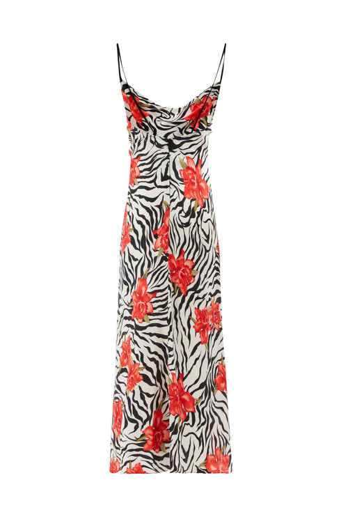 Midi Silk Dress With Spill Collar