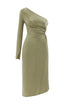 One Shoulder Midi Dress With Waist Decollete