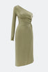 One Shoulder Midi Dress With Waist Decollete