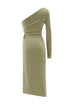 One Shoulder Midi Dress With Waist Decollete
