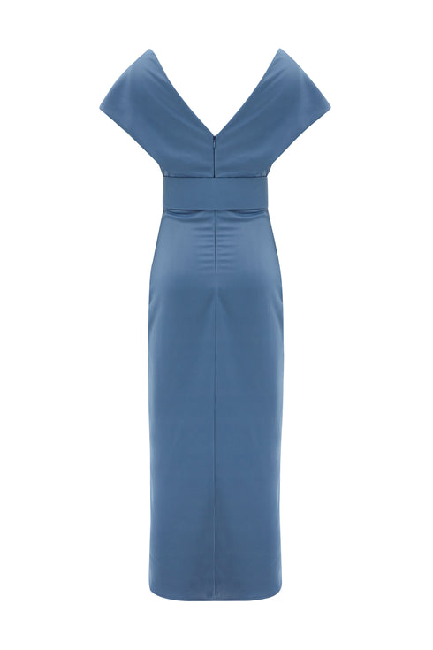 Pleated Thick Waist Belt Detailed Dress