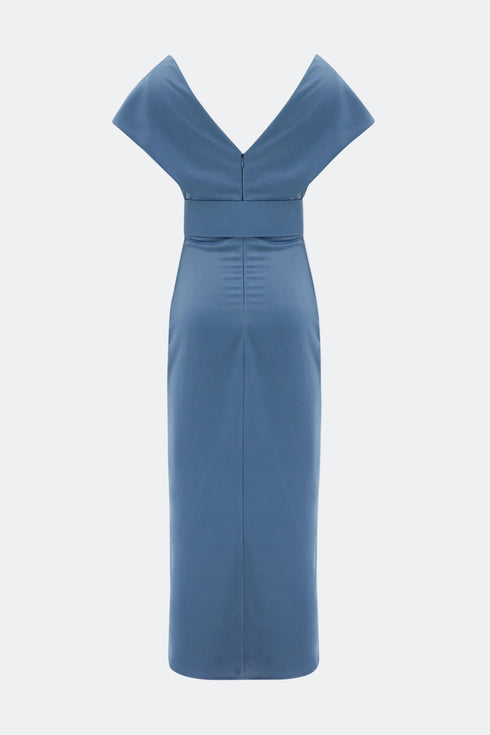 Pleated Thick Waist Belt Detailed Dress