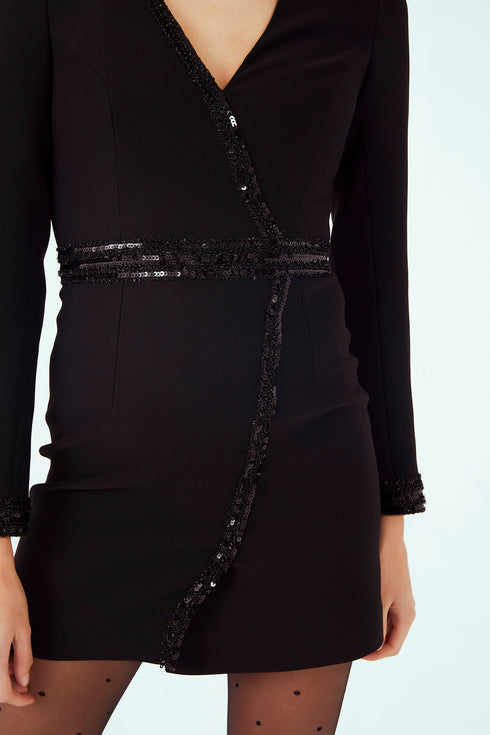 JACKET DRESS WITH NEEDLEWORK DETAIL - Barrus London