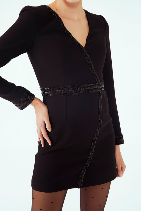 JACKET DRESS WITH NEEDLEWORK DETAIL - Barrus London