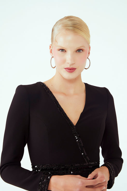 JACKET DRESS WITH NEEDLEWORK DETAIL - Barrus London