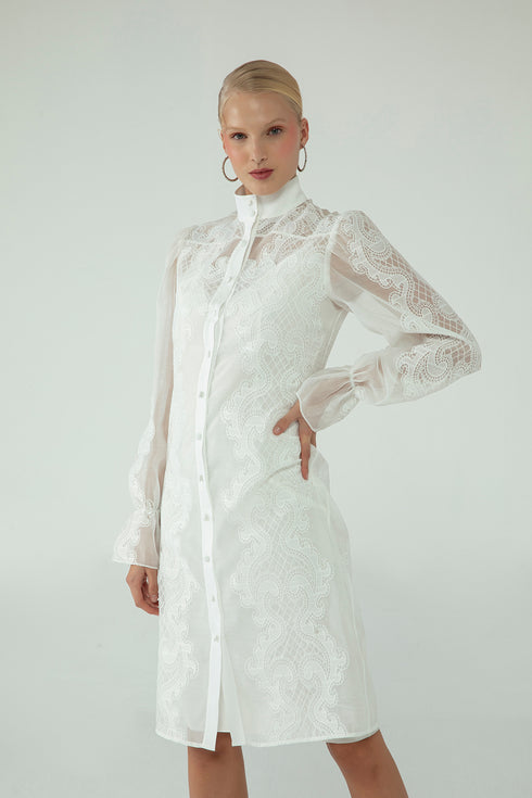 LACE SHIRT DRESS - Barrus London