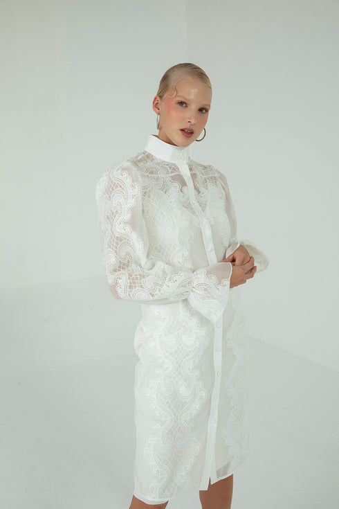 LACE SHIRT DRESS - Barrus London