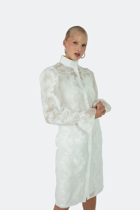 LACE SHIRT DRESS - Barrus London