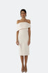 ASYMMETRICAL SHOULDER DETAIL, FRONT SLIT PENCIL DRESS - Barrus London