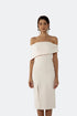ASYMMETRICAL SHOULDER DETAIL, FRONT SLIT PENCIL DRESS - Barrus London