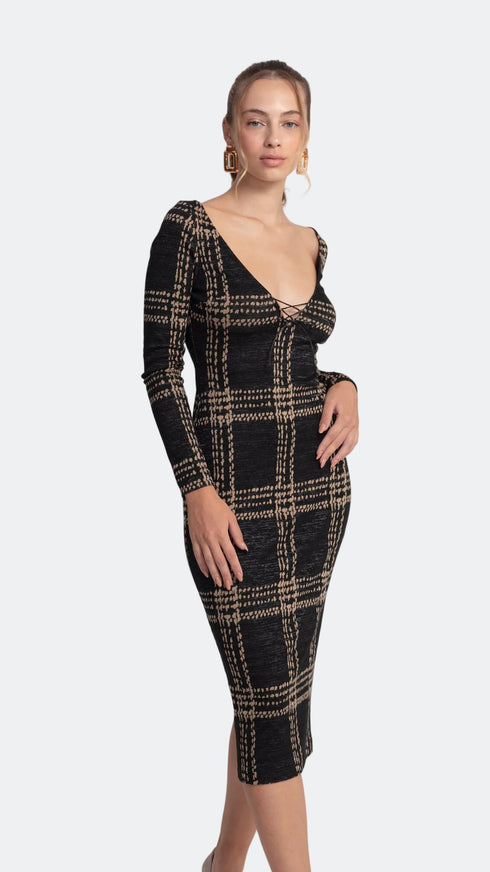 Deep V Neck Knitwear Dress