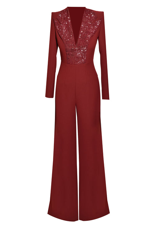 DRESS WITH SEQUIN LAPEL - Barrus London