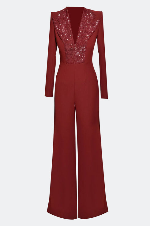 DRESS WITH SEQUIN LAPEL - Barrus London