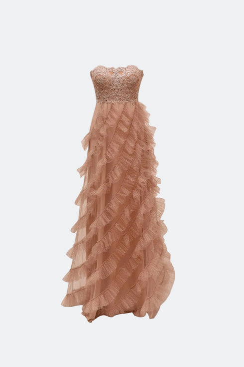 BRA FORM DRESS WITH CROSS FLOUNCE SKIRT - Barrus London