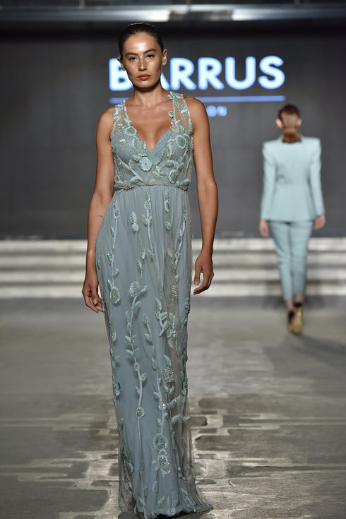 V NECK EMBROIDERED DRESS - Barrus London