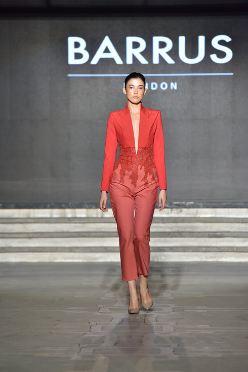 V NECK EMBROIDERED JUMPSUIT - Barrus London