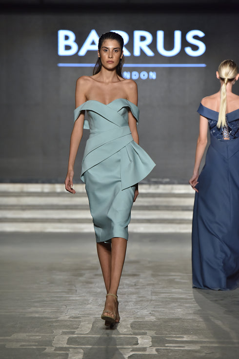 PRINCESS SLEEVE PENCIL DRESS WITH PEPLUM DETAIL - Barrus London