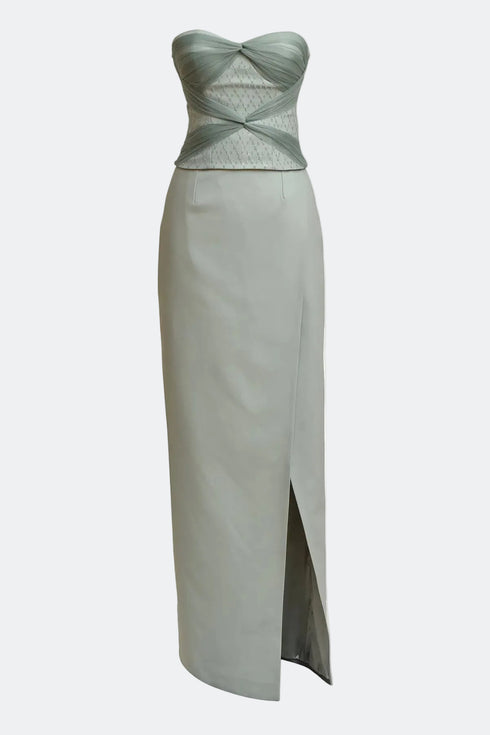 Bra Form Bustier With Cross Form Drape Detail
