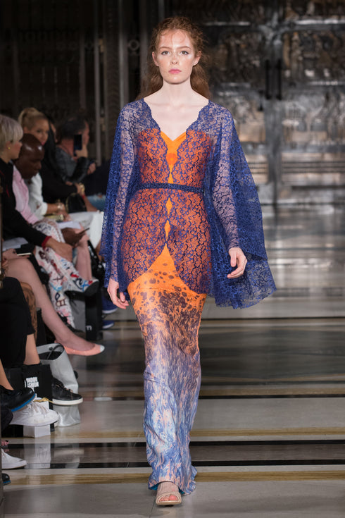 MARBLING DRESS WITH FRENCH LACE DETAIL - Barrus London