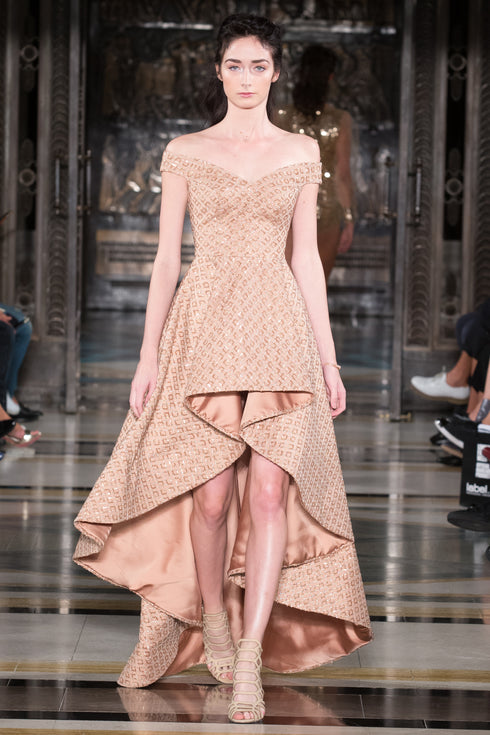 PRINCESS SLEEVE DRESS SHORT ON THE FRONT LONG ON THE BACK - Barrus London