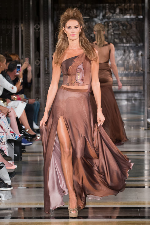 CHIFFON SKIRT WITH SLIT - Barrus London