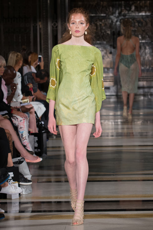 DRESS WITH HALF ARM EMBROIDERED DETAILS - Barrus London