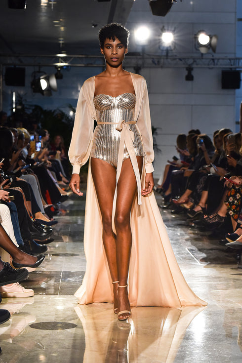 LONG SLEEVE CHIFFON CAPE - Barrus London