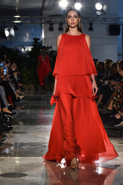 TREBLE DETAILED CHIFFON DRESS - Barrus London