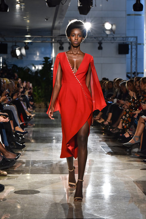 MIDI DRESS WITH STONE AND SLIT DETAIL - Barrus London