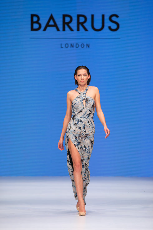 SEQUIN INLAID DRESS WITH CHEST AND SLIT DETAIL - Barrus London