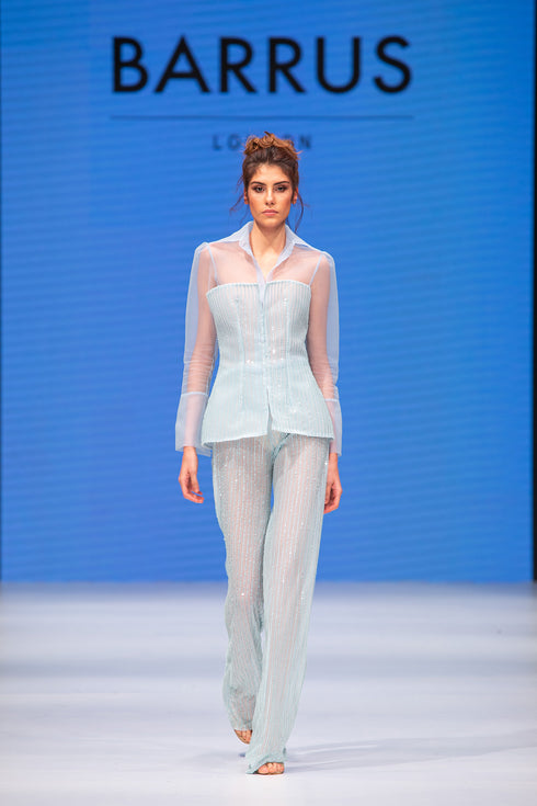 SEQUIN AND BEAD INLAID SHIRT WITH ARMOR - Barrus London