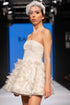STRAPLESS INLAID FEATHERED MINI AFTER DRESS - Barrus London
