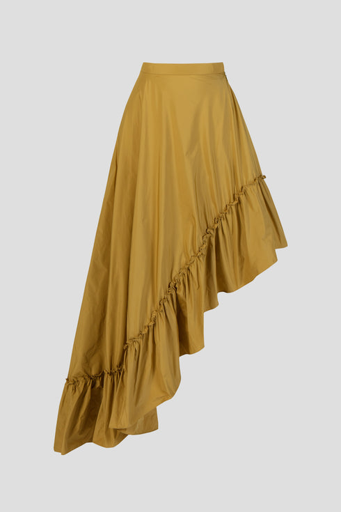 Indian Yellow Asymmetric Long Skirt