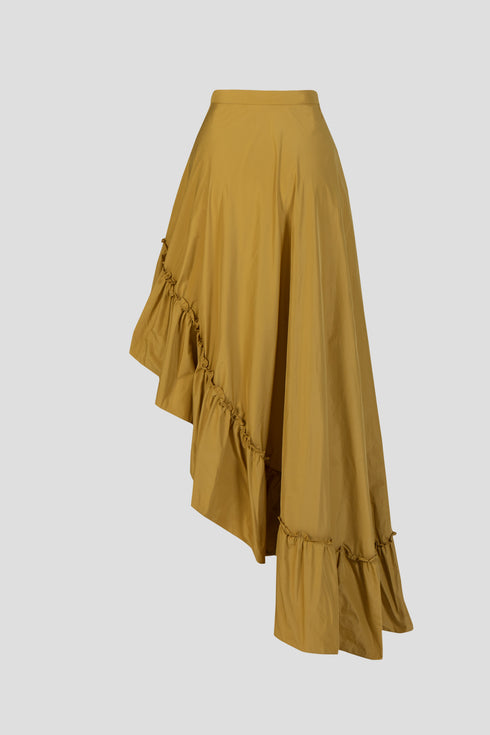 Indian Yellow Asymmetric Long Skirt