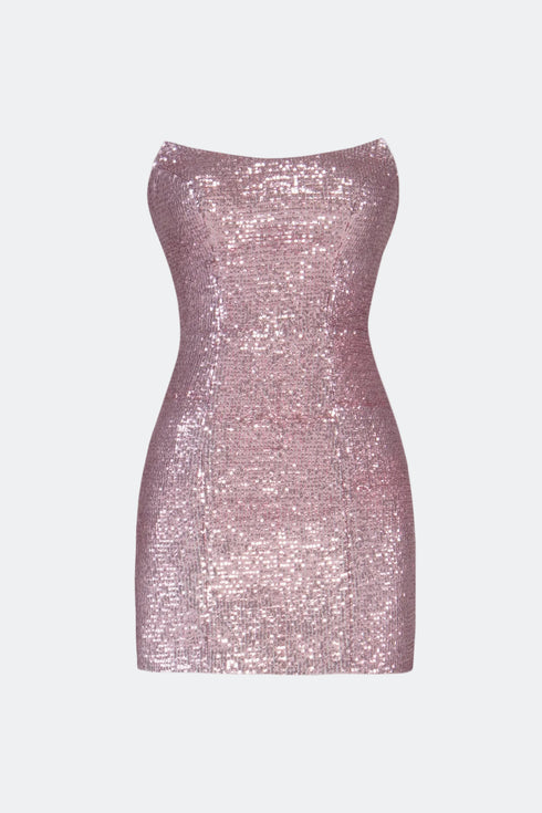 Strapless Sequined Fit Form Mini Dress
