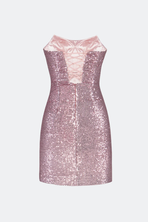 Strapless Sequined Fit Form Mini Dress