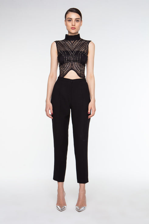 High Neck Stone Detailed Top